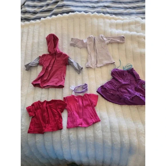 American Girl Clothes Pleasant Co Mixed Lot Pink Hoodie T Shirts Skirt Hair Bow - Picture 13 of 13